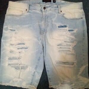 Decibel very distressed factory cut off shorts great light color and distressing